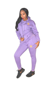 Reverse zipper embroidered logo tracksuit